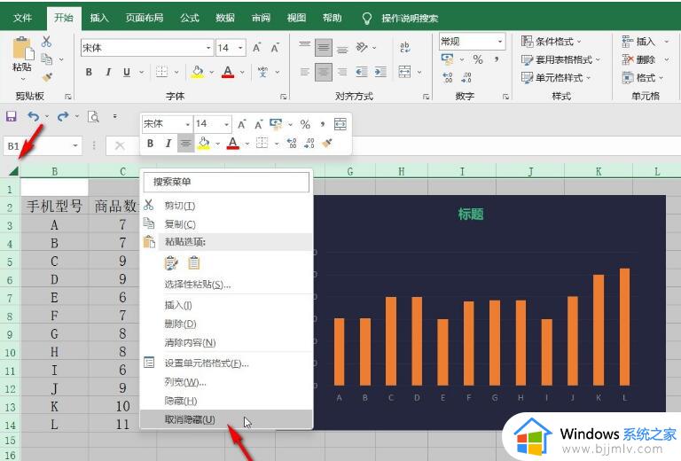 excel表格列隐藏了a列怎么恢复_excel表中a列隐藏了如何恢复