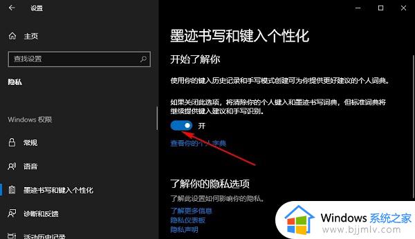 win10个人键入记录功能在哪里打开_win10打开个人键入记录功能步骤