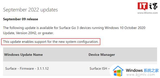 微软 Surface Go 3 获得 9 月固件更新，支持新的神秘系统配置