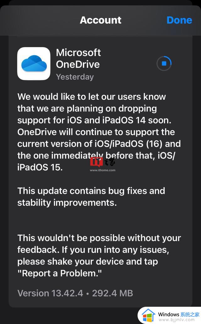 微软 OneDrive 即将停止支持苹果 iOS 14 / iPadOS 14