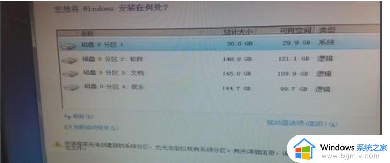 装win7安装程序无法创建系统分区也找不到现有分区怎么办
